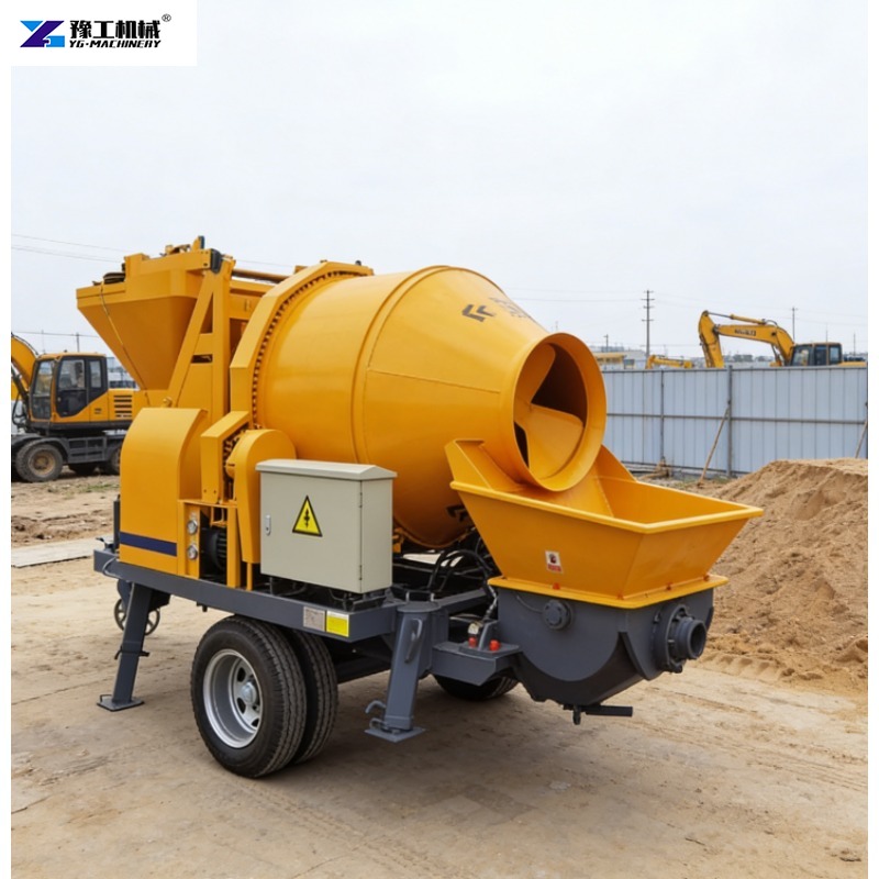 Concrete Mixer Machine - Trailer-mounted Electric Concrete Mixer with Pump