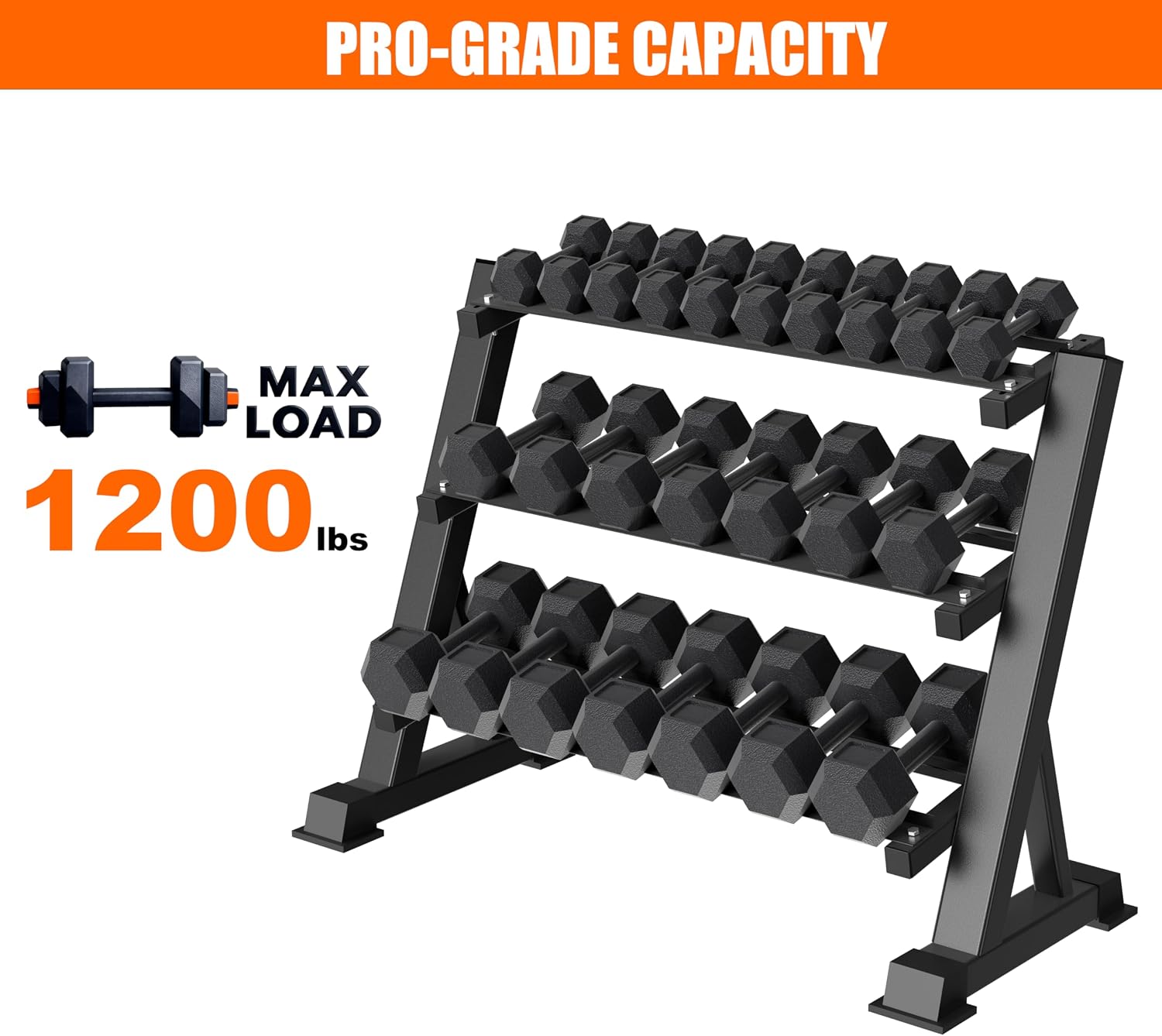 Heavy Duty Three Tier Dumbbell - Heavy Equipment Training ulasan dan harga